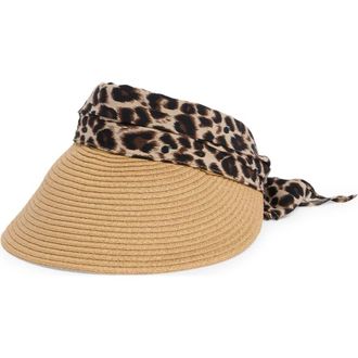 Vince Camuto Chiffon Tie Back Visor in Leopard at Nordstrom Rack