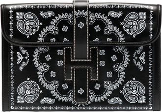 Herm&egrave;s pre-owned bandana Jige clutch - women - Leather - One Size - Black