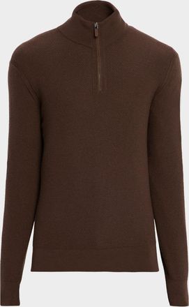Ermenegildo Zegna Mens Cashmere Waffle-Knit Quarter-Zip Sweater