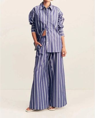 Shona Joy Cambridge Wide Leg Pant In Chambray Blanc