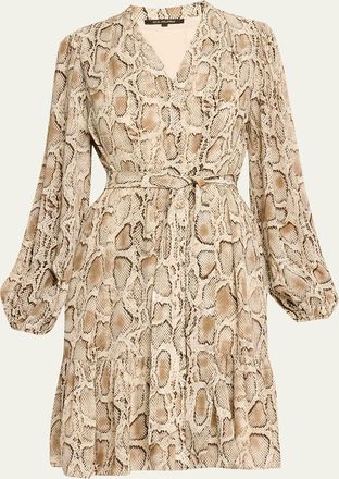 Kobi Halperin Samara Snakeskin-Print Viscose Dress