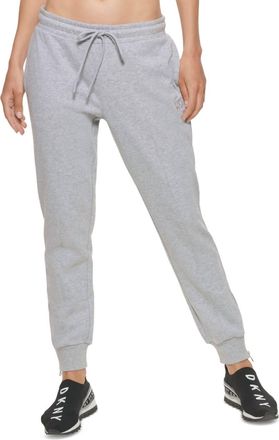DKNY Womens Activewear Cotton Drawstring Jogger Pants In Pearl Gray Heather
