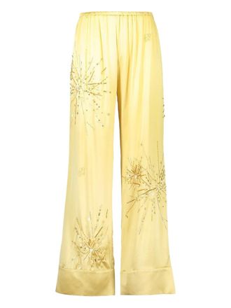 Bernadette Louis sparkle-embroidery trousers - women - Silk/Elastane - 36 - Yellow