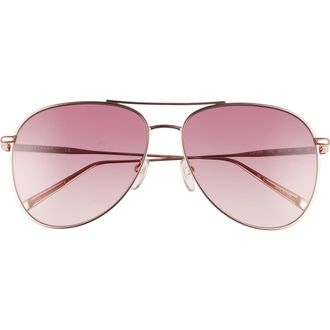 Longchamp Classic 59mm Gradient Aviator Sunglasses in Rose Gold/Rose Gradient at Nordstrom
