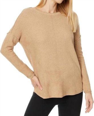 Elliott Lauren Cotton Cashmere Waffle Sweater In Wheat