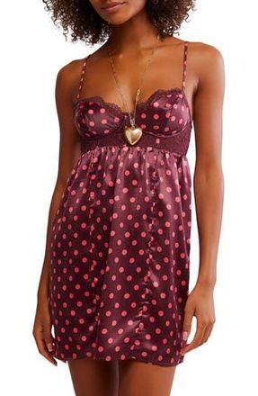 Free People Midnight Muse Mini Nightgown in Wine Combo at Nordstrom Rack, Size Small