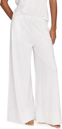 Petite Plume Pima Cotton Wide Leg Lounge Pants in White at Nordstrom, Size X-Large
