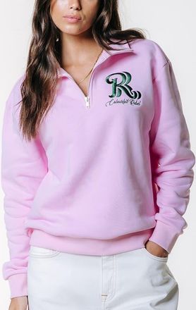 Colourful rebel Logo Embro Zip Sweat in Pink at Nordstrom, Size Medium Eu