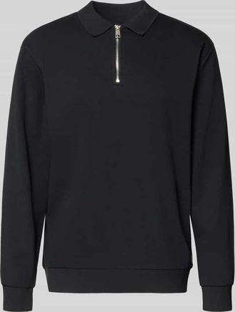 Lindbergh Lindbergh Sweatshirt mit Polokragen und Rei&szlig;verschluss in Black, Gr&ouml;&szlig;e XXXL