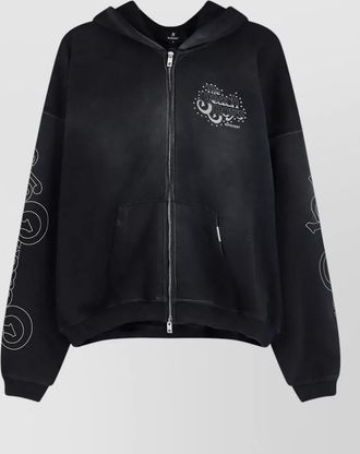 Represent cotton printed hooded zip sweatshirt