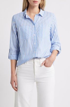 Beach Lunch Lounge Annalisa Stripe Shirt in Jet Stream at Nordstrom, Size Medium