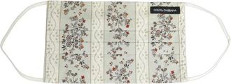 Dolce & Gabbana Mascherina plissettata con stampa floreale - - Accessories - Uomo - Bianco - ONE SIZE