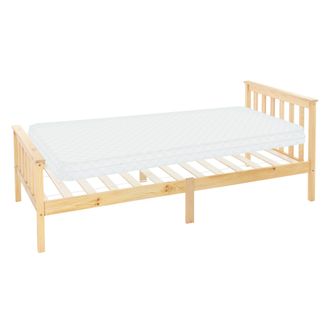 ML Design Ml-design - Estructura De Cama De Madera Maciza De Pino Natural 90 X 200 Cm Con Colch&oacute;n De Espuma Fr&iacute;a Oeko-tex 100 Somier Armaz&oacute;n De Listones Cabecer