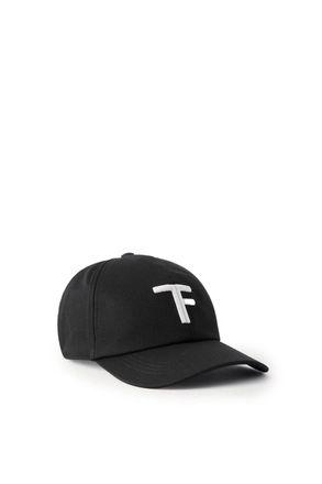 Tom Ford CANVAS + SMOOTH LEATHER CAP Size: L, colour: BLACK