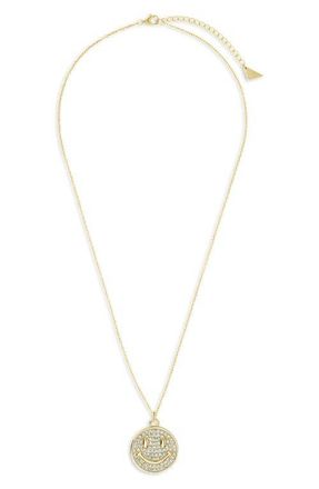 Sterling Forever Pav&eacute; Cubic Zirconia Positivity Pendant Necklace in Gold at Nordstrom