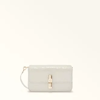 Furla Iride Borsa A Tracolla S Panna Bianco Tessuto Con Paillettes Donna