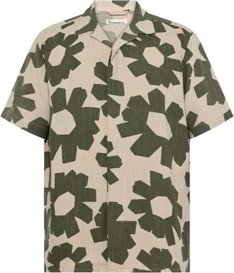 Knowledge Cotton Apparel Linen-Mix Printed Shirt Hemd f&uuml;r Herren | oliv/beige