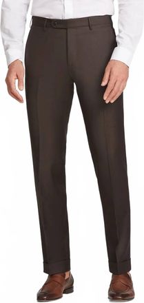 Zanella Parker Flat Front Sharkskin Wool Trouser In Brown
