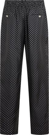 Dolce & Gabbana Mens Trousers Polka Dot Black Silk With Small Dots