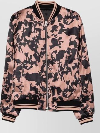 Dries Van Noten volker reversible satin bomber ribbed cuffs hem