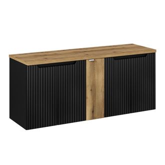 Petits Meubles Mueble bajo lavabo 5 puertas encimera estratificado Negro marr&oacute;n