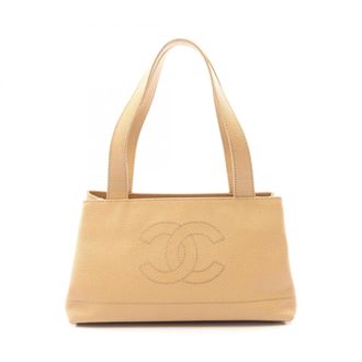 Chanel Beige Grained Calfskin Handbag Tote Bag (Pre-Owned)
