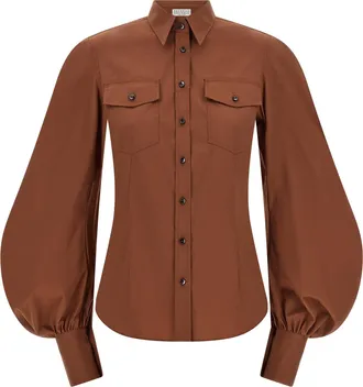 Brunello Cucinelli Brown Cotton Womens Blouse