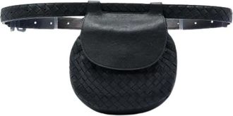 Bottega Veneta Pre-owned Woven Leather Belt Bag - Dames - Vintage Heuptassen - Zwart - ONE Size - Leer - Vintage