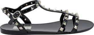 Valentino Garavani black rubber rockstud sandals