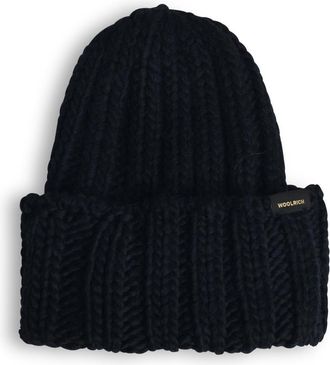 Woolrich Logo Patch Turn-up Hem Beanie
