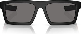 Prada 55mm Rectangular Sunglasses in Matte Black at Nordstrom