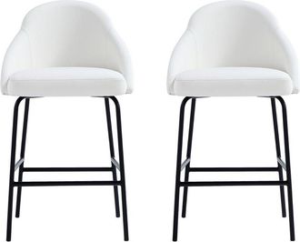 Manhattan Comfort Set Of 2 Gracie Modern Leatherette Counter Stools With Steel Legs