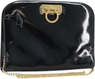 Ferragamo Pre-owned Clutches, female, Black, Size: ONE SIZE Pre-owned Patent Leather Shoulder Bag