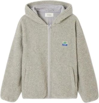 American Vintage American Vintage, Zip-throughs, female, Gray, Size: M/L Oversized Hooded Shearling Jacket