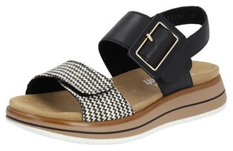 Remonte Keilsandalette REMONTE ELLE-Collection, Damen, Gr. 36, beige (schwarz, creme), Leder, Textil, Schuhe Keilsandalette, Sommerschuh, Sandale, Komfortschu