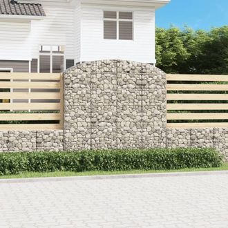 Berkfield Home Arched Gabion Basket 200x50x180/200 cm Galvanised Iron in Silver