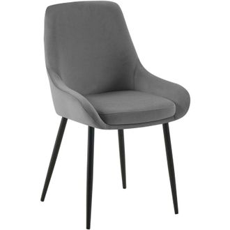 Clp Clp - Silla De Comedor Elmira De Terciopelo Gris Oscuro Metal Negro Mate