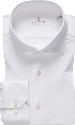 Emanuel Berg 4Flex Modern Fit Solid White Knit Button-Up Shirt at Nordstrom Rack, Size Xx-Large