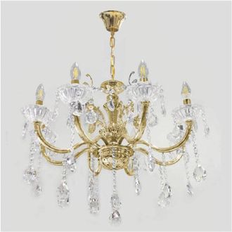 Trade Shop Lampadario Soffitto 8 Bracci Attacco E14 Pendenti Acrilico Oro Argento A19 - Oro - Trade Shop Traesio