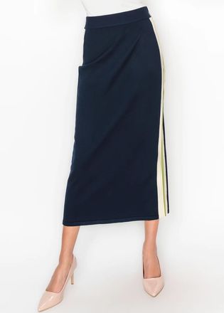 YAL New York Side Stripe Knit Skirt in Navy