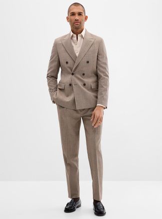 Le 31 Mens Double-breasted Prince of Wales suit Wool weave by Marzotto Reykjavik cut - Semi-fitted