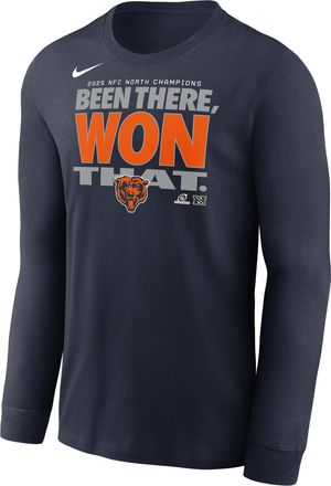 Nike Chicago Bears 2025 NFC North Champions Trophy Collection Nike Mens NFL Long-Sleeve T-Shirt in Blue | NKAC41L7QZ-KZ5
