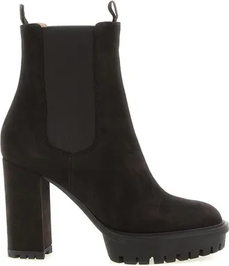 Gianvito Rossi Barry Ankle Boots - female - Gianvito Rossi - Heeled Boots - Brown - 3 UK - Shoes