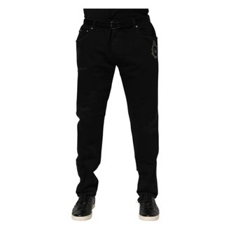 Dolce & Gabbana Slim Fit Jeans, male, Black, 4XL, Black Cotton Men Denim Jeans
