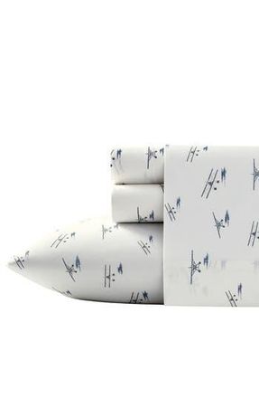 Eddie Bauer Sea Planes 200 Thread Count 100% Cotton Percale Sheet Set in Off White/blue at Nordstrom Rack, Size Queen