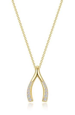 Lafonn Simulated Diamond Wishbone Pendant Necklace in Gold at Nordstrom Rack, Size 20