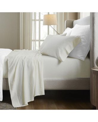 Superior Chloe 100% Cotton Linen Texture Vintage Wash Solid Deep Pocket Percale Sheet Set