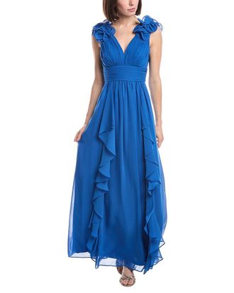Eliza J Ruffle Strap Pleated Gown