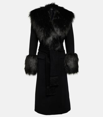 Dolce & Gabbana Faux fur-trimmed wool and cashmere coat