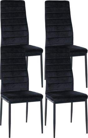 Clp Clp - Juego De 4 Sillas De Comedor Mayfair Negro Terciopelo